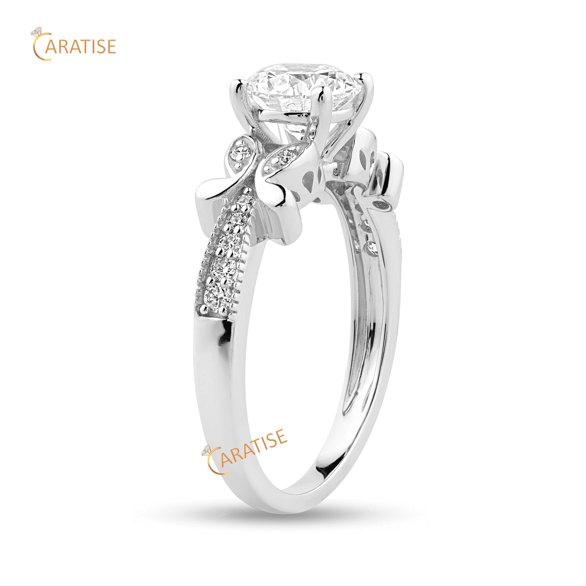 1.29 TDW Round Cut Moissanite Diamond Engagment Ring 925 Silver