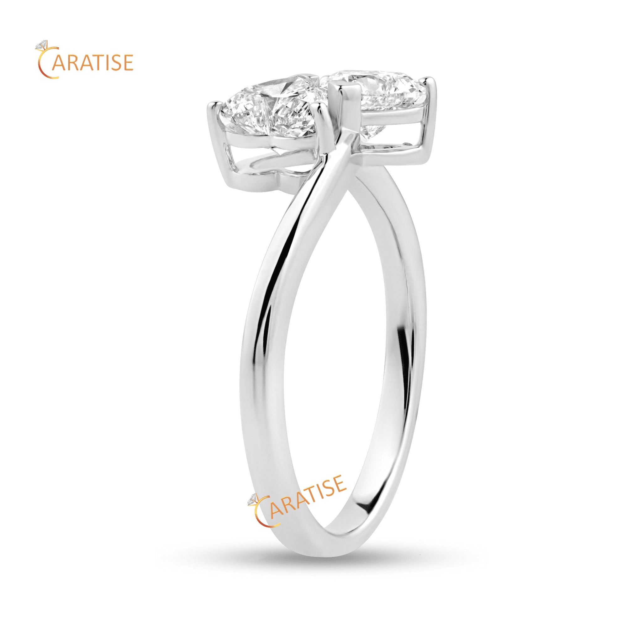 1.10 TDW Heart Diamond Ring | 925 Silver | Promise Ring For Her | Uniting Two Hearts