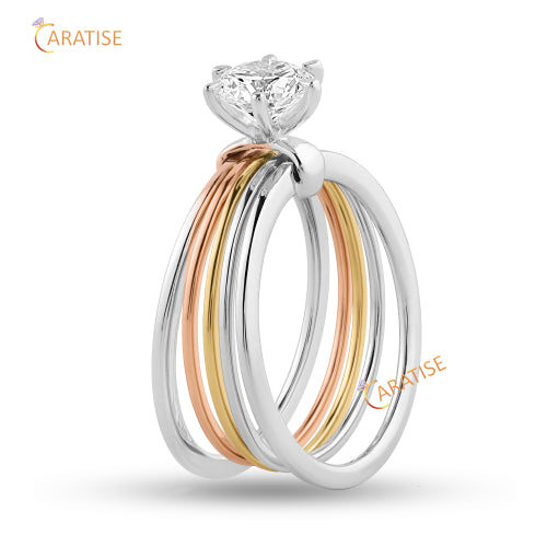 0.93 TDW Round Cut Moissanite Diamond Ring 925 Silver