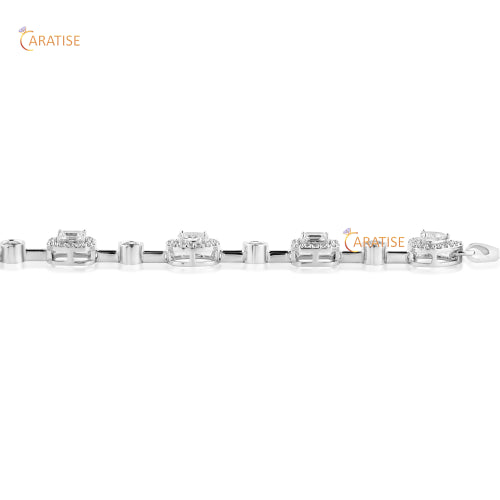 1.70 CT Round, Emerald, Oval And Heart Cut Diamond Bracelet 925 Silver