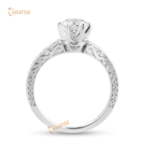 0.93 TDW Round Cut Moissanite Diamond Solitaire Ring 925 Silver