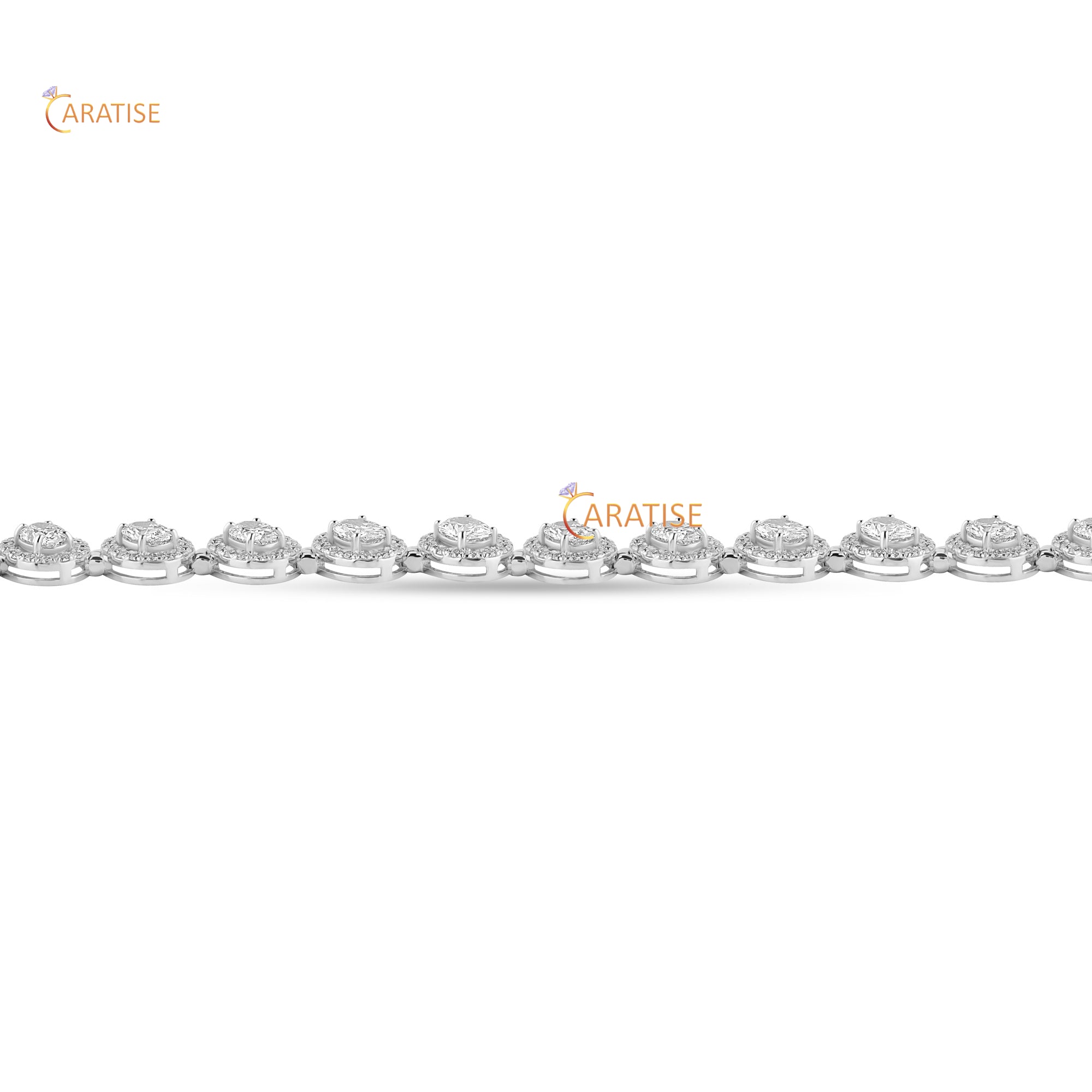 15.84 TDW Oval & Round Cut Diamond Charm Bracelet 925 Silver