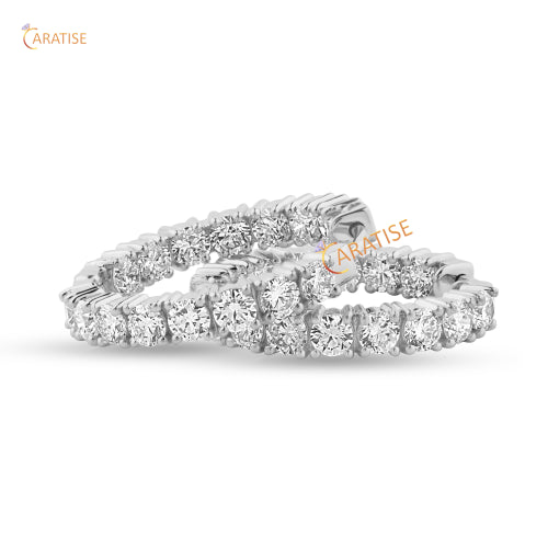 1.76 TDW Round Cut Diamond Earring 925 Silver