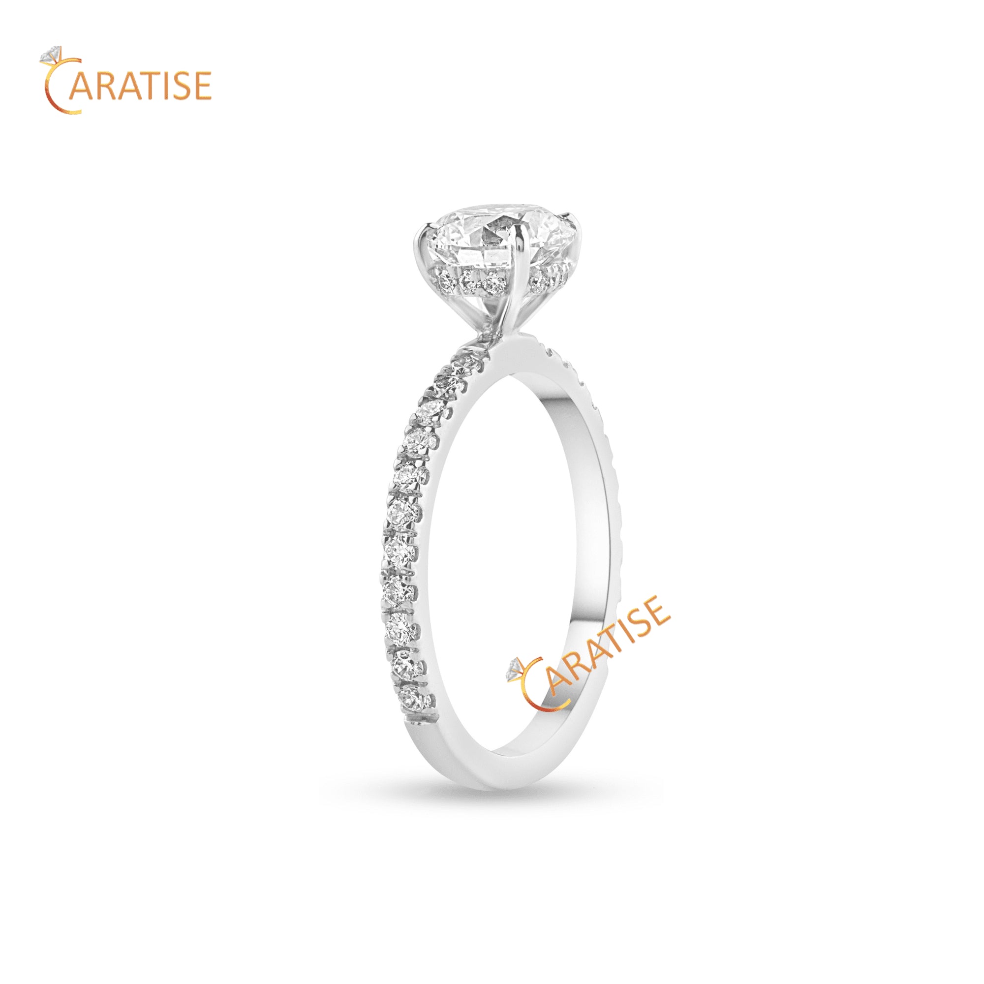 1.33 TDW Round Cut Diamond Engagement Ring 925 Silver