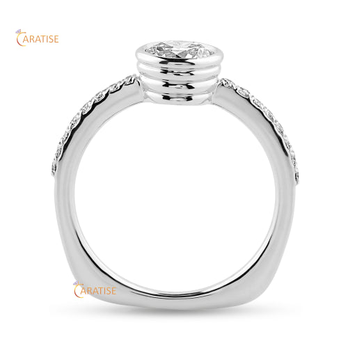 1.176 TDW Round Cut Moissanite Diamond Engagement Ring 925 Silver