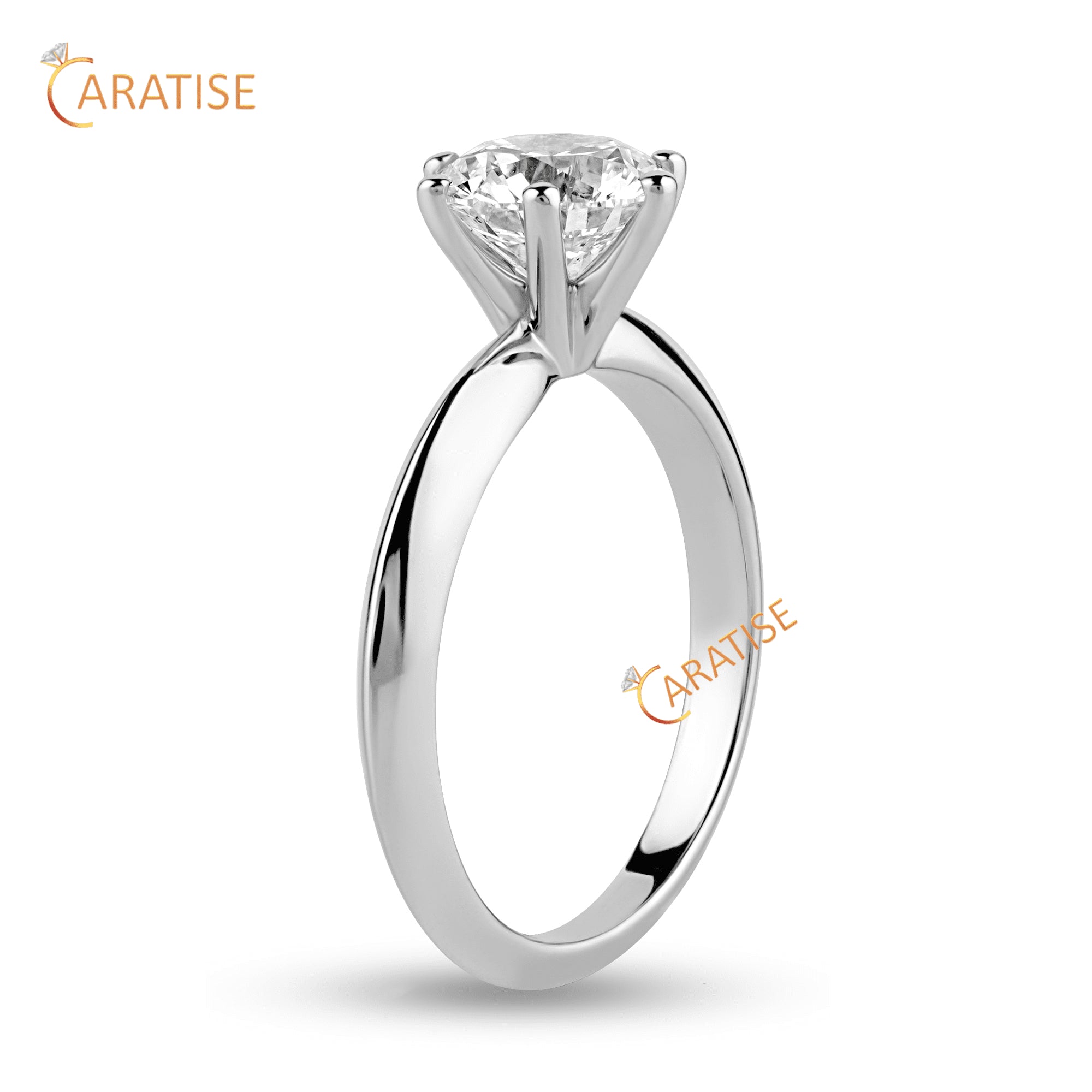 2.01 TDW Round Cut Diamond SolitaireRing 925 Silver