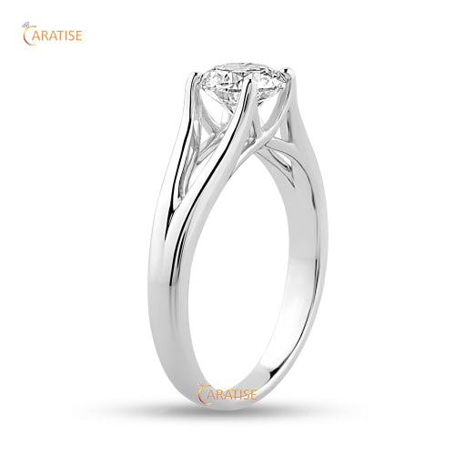0.92 TDW Round Cut Moissanite Diamond Solitaire Ring 925 Silver