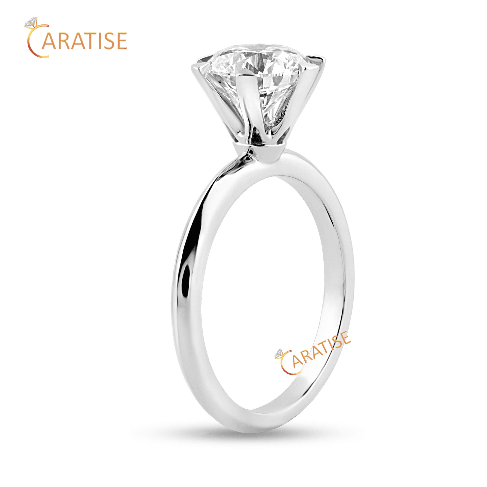 2.00 TDW Round Cut Diamond Solitaire Ring 925 Silver