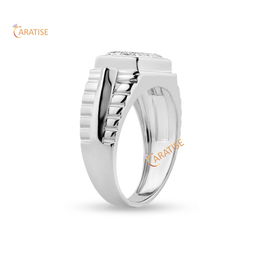 4.07 TDW Emerald & Round Cut Moissanite Diamond Engagement Ring 925 Silver