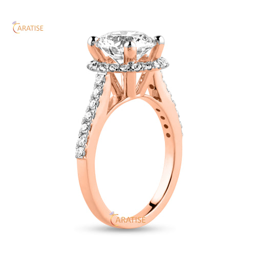 2.71 TDW Round Cut Moissanite Diamond Ring Halo Pattern