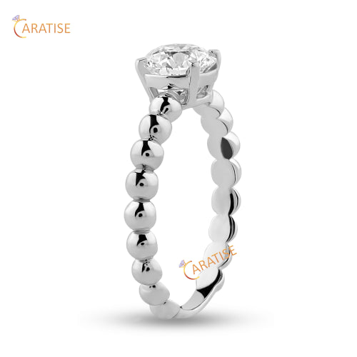 0.98 TDW Round Cut Moissanite Diamond Solitaire Ring 925 Silver