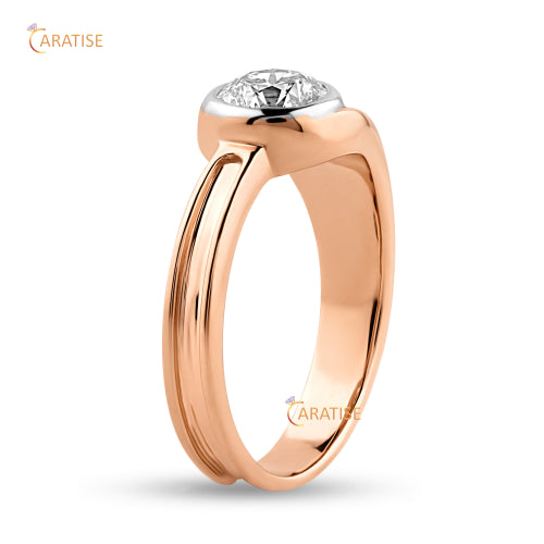 0.82 TDW Round Cut Moissanite Diamond Ring 925 Silver