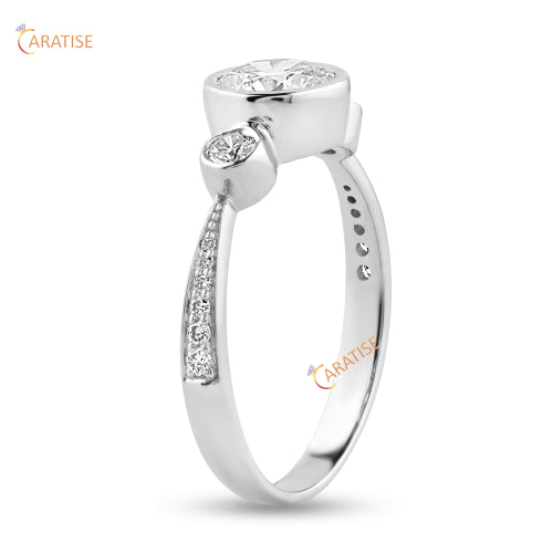 1.20 TDW Round Cut Moissanite Diamond Engagement Ring 925 Silver