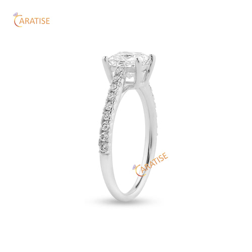 1.18 TDW Princess & Round Cut Moissanite Diamond Engagement Ring 925 Silver