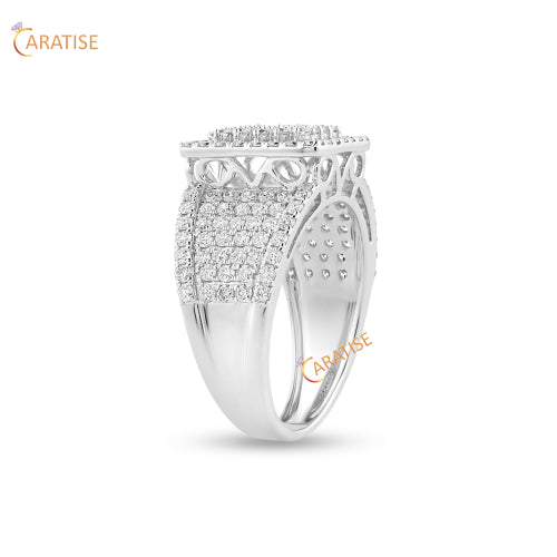 1.928  TDW Round Cut Men's Moissanite Diamond Engagement Ring 925 Silver