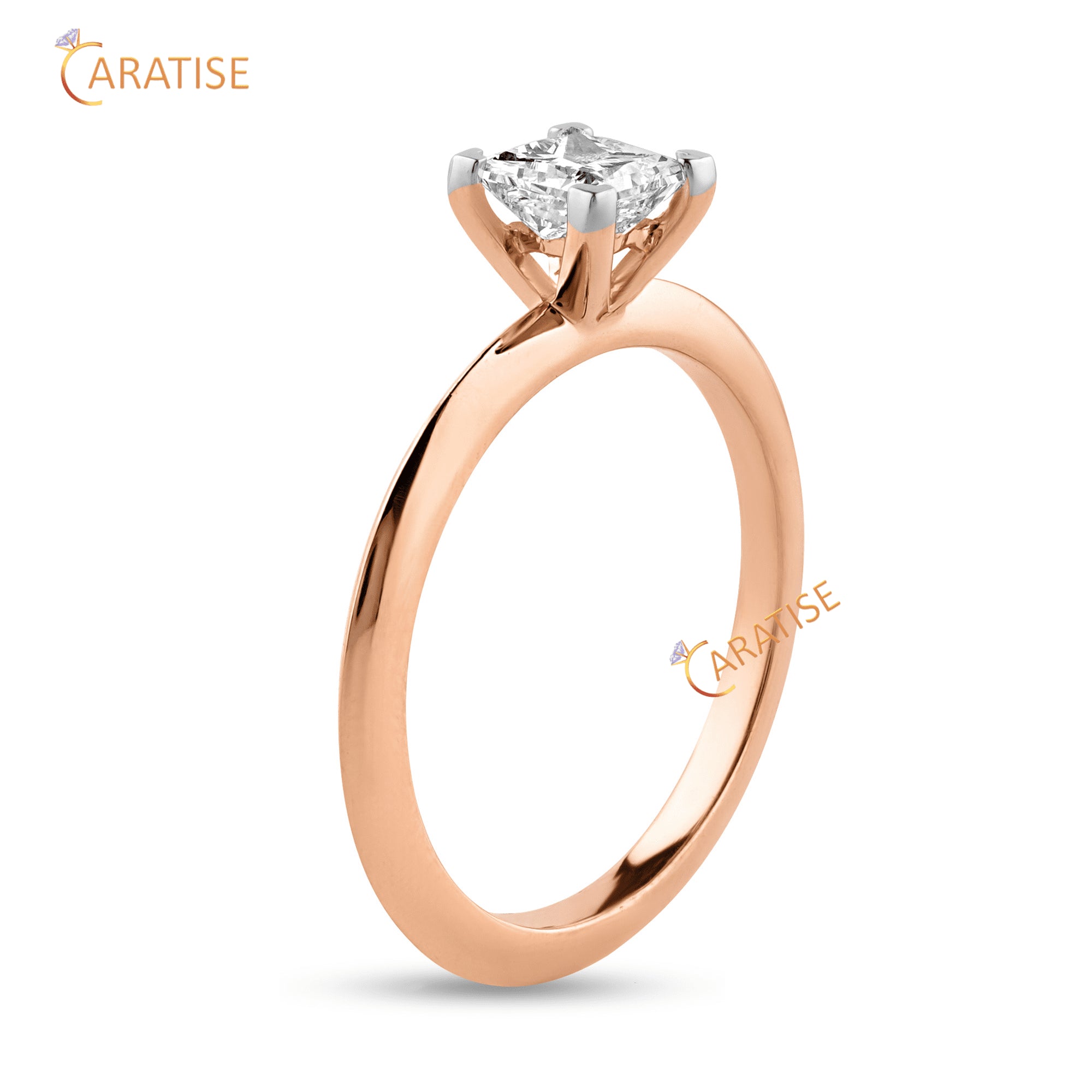 0.75 TDW Princess Cut Diamond Solitaire Ring 925 Silver