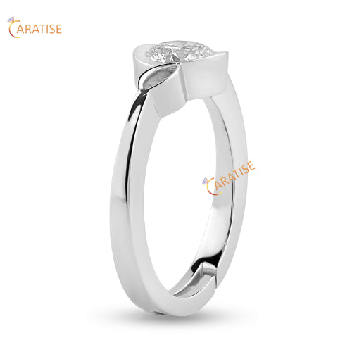 0.97 TDW Round Cut Moissanite Diamond Solitaire Ring 925 Silver