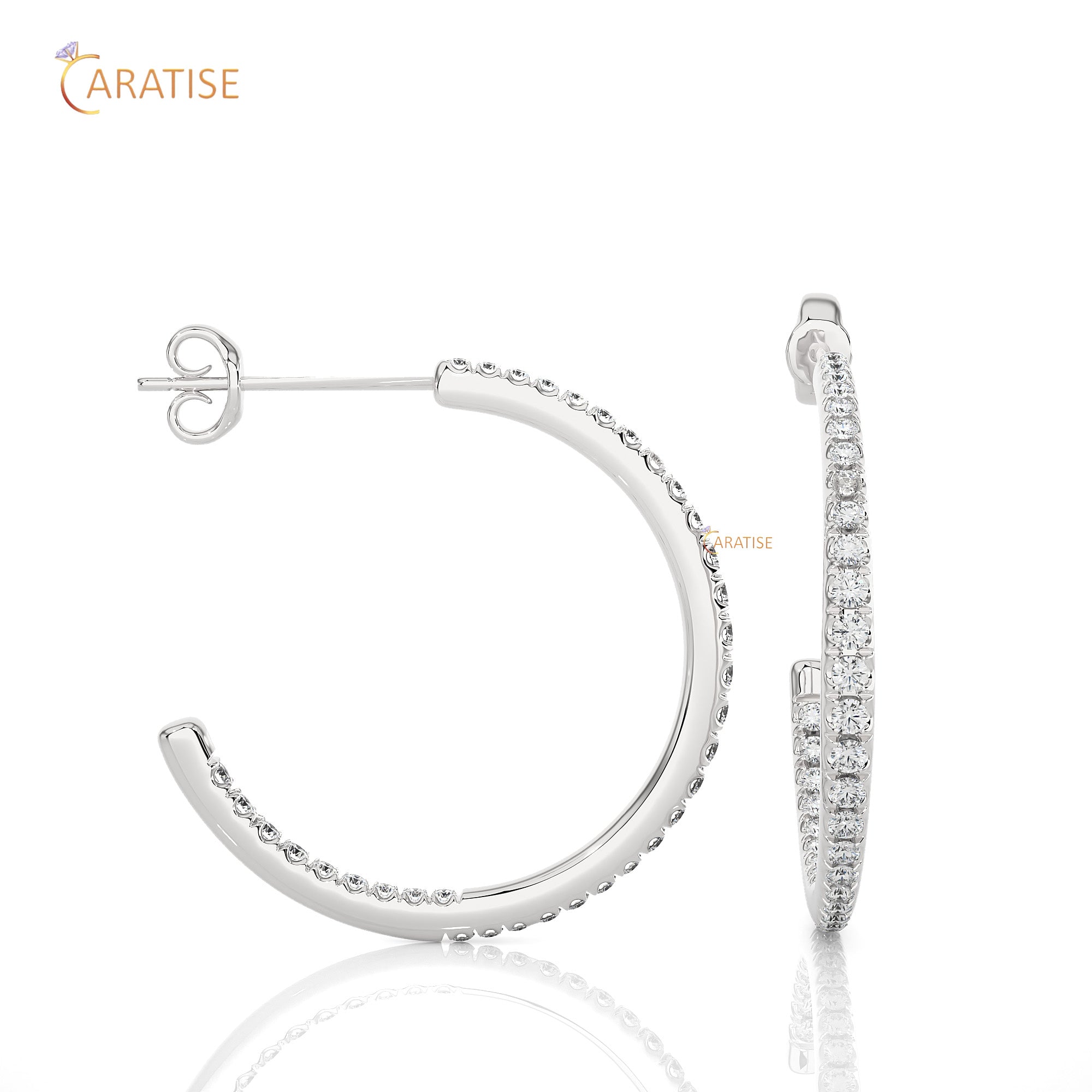 0.38 TDW Round Cut Moissanite Diamond Hoop Earring 925 Silver