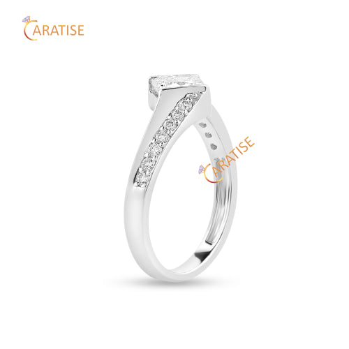 1.20 TDW Princess & Round Cut Moissanite Diamond Engagement Ring 925 Silver