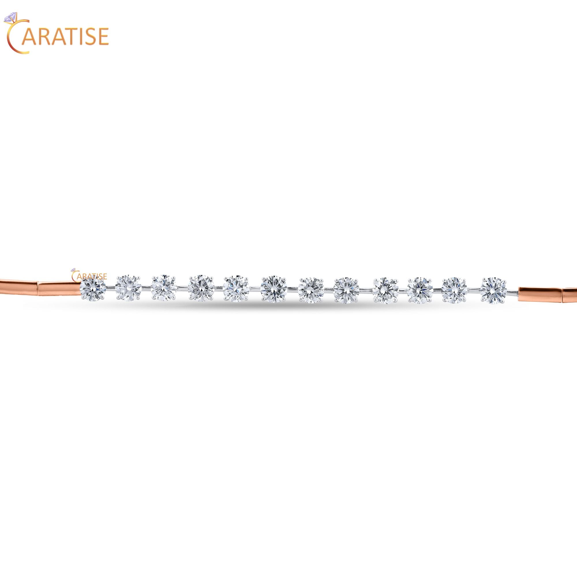 6.09 TDW Round Cut Diamond Bracelet 925 Silver