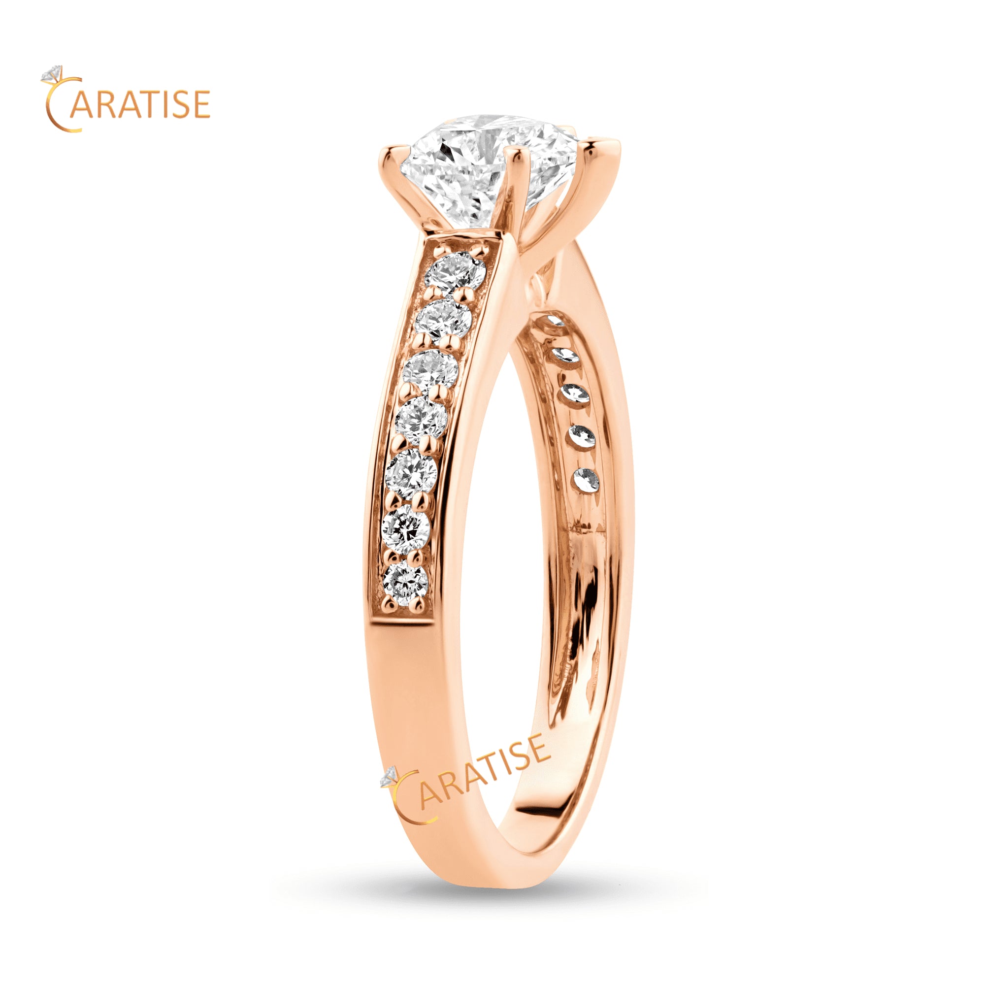 1.518 TDW Heart & Round Cut Diamond Engagement Ring 925 Silver