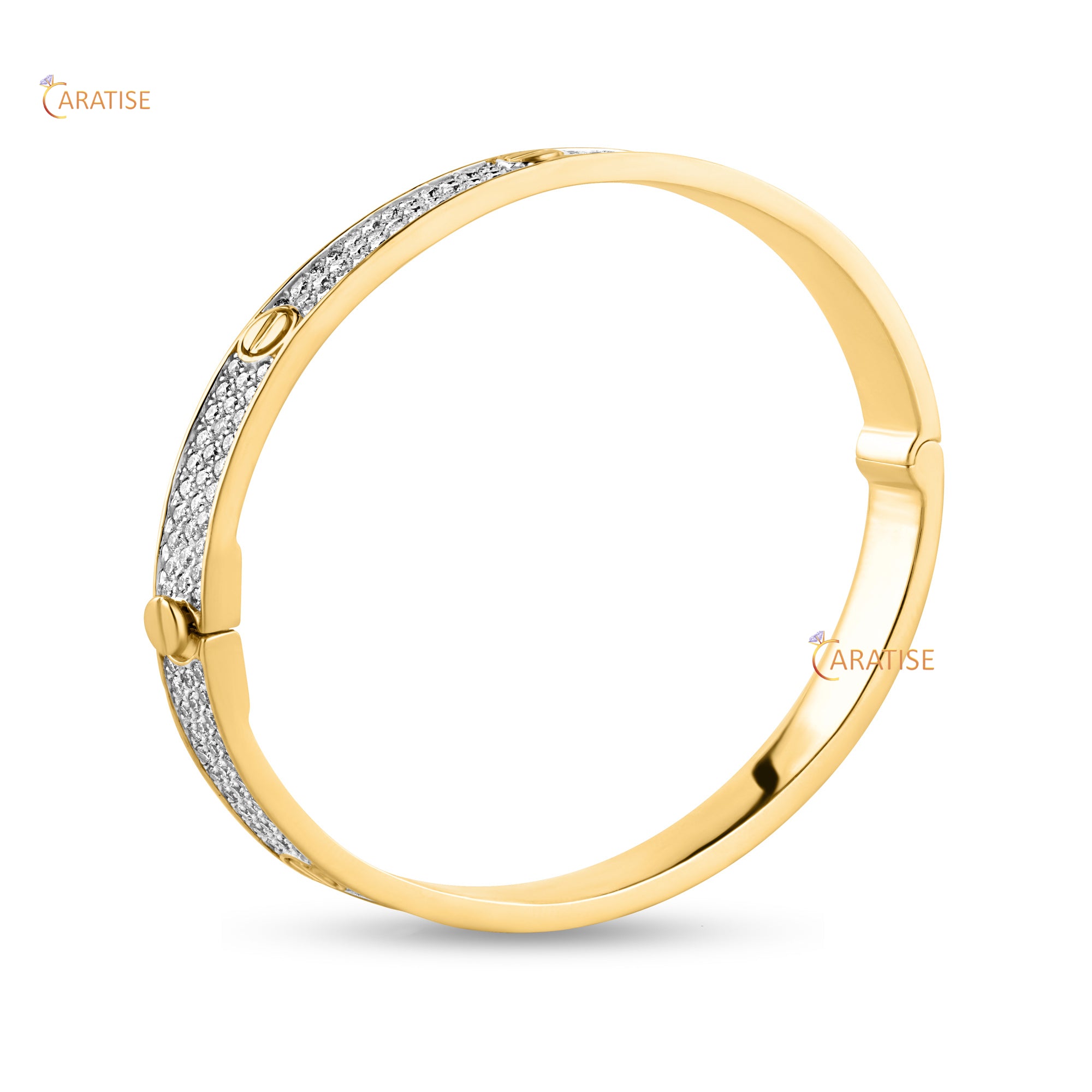 3.58 TDW Round Diamond Bangle Bracelet 925 Silver