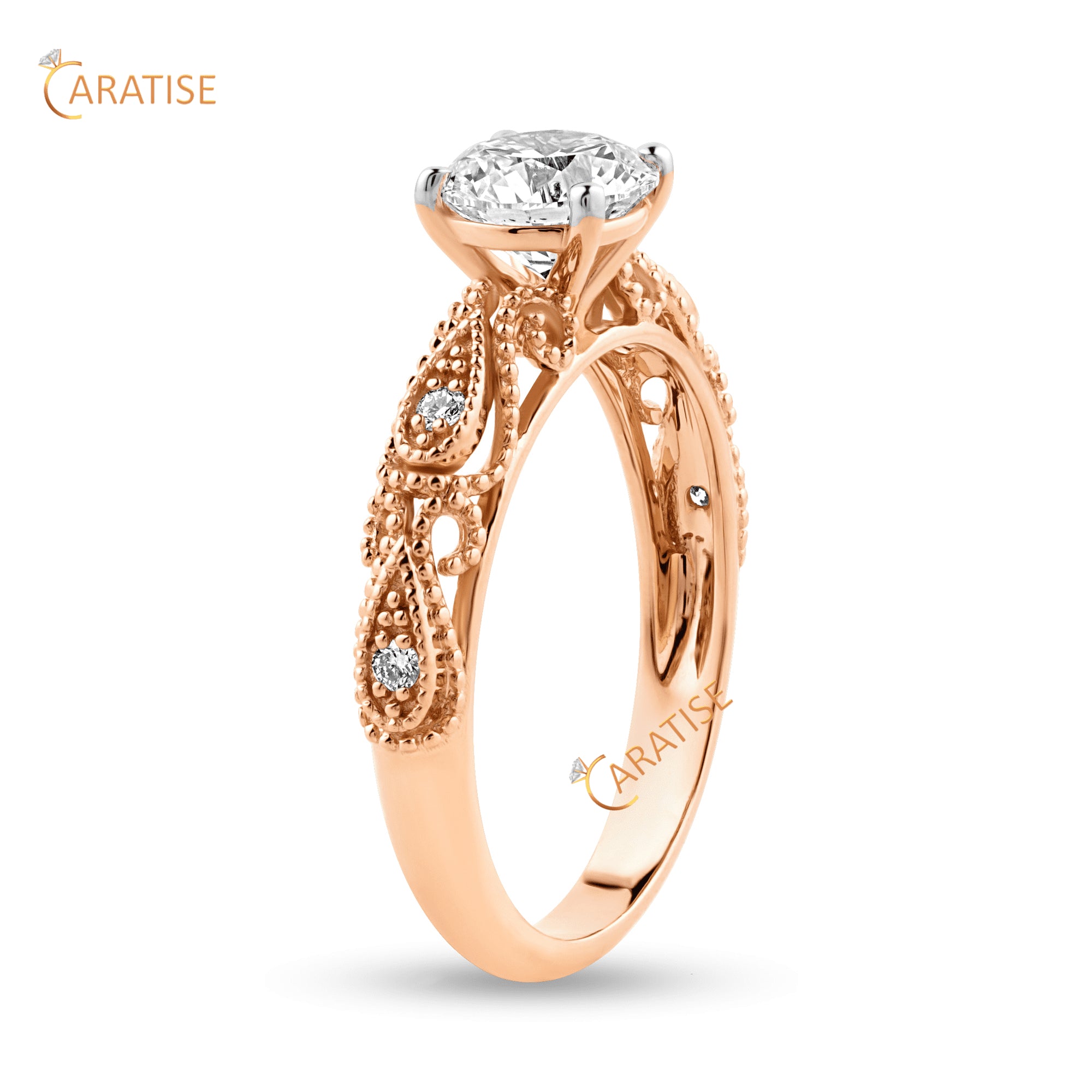 1.06 TDW Round Cut Diamond Engagement Ring 925 Silver