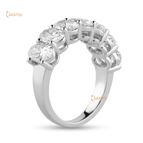 2.03 TDW Oval Cut Moissanite Diamond Eternity Band Ring 925 Silver