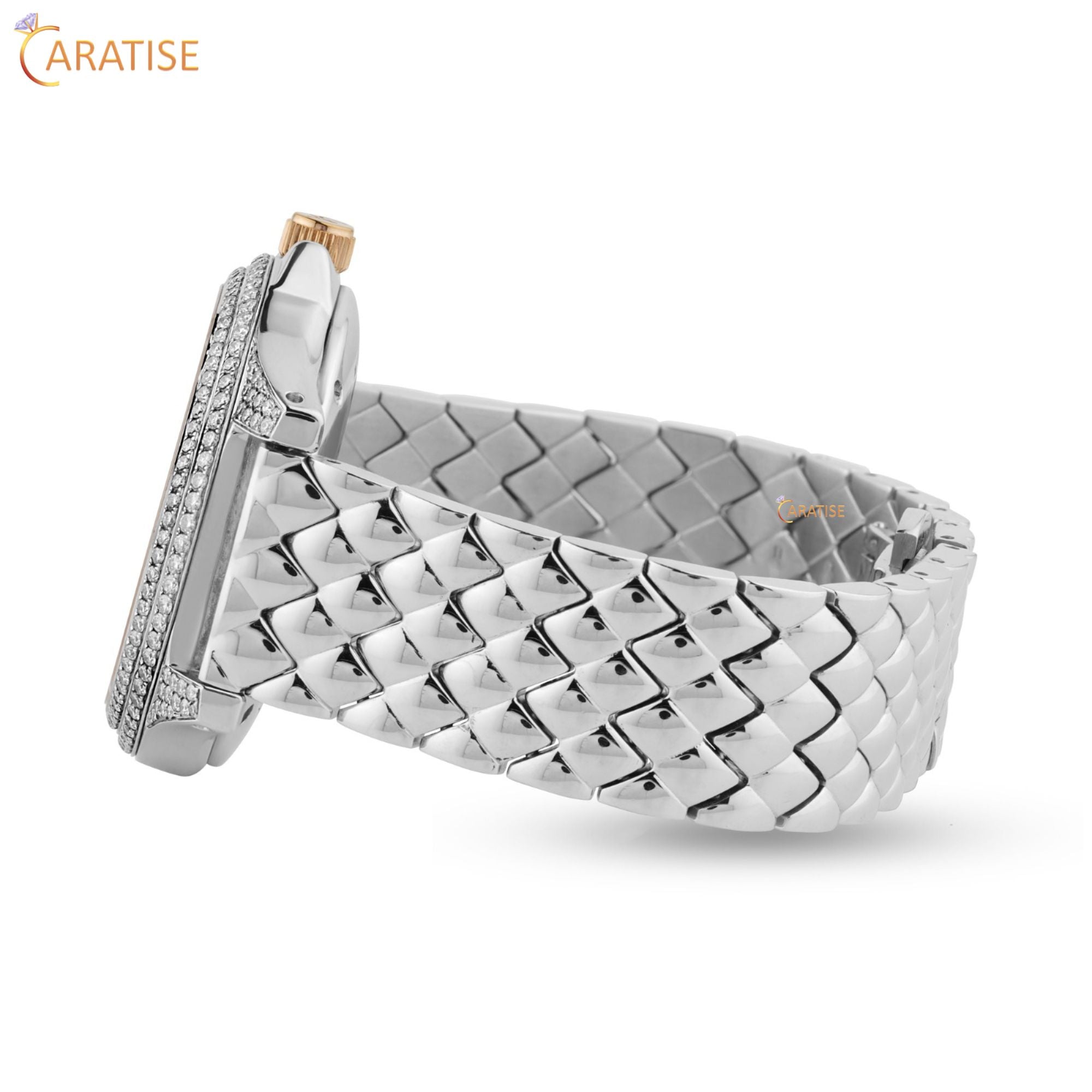 2.11 TDW Round Cut Diamond Watch | Moissanite Diamond | Unique Diamond Watch | Rare And Stunning | EF-VS Color