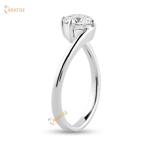 0.92 TDW Round Brilliant Cut Moissanite Diamond Solitaire Ring 925 Silver