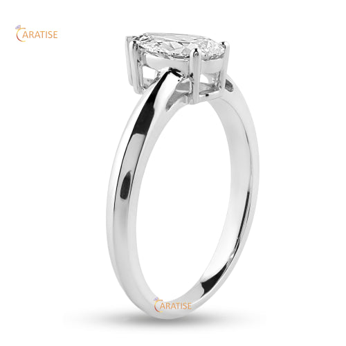 0.97 TDW Pear Cut Moissanite Diamond Solitaire Ring 925 Silver