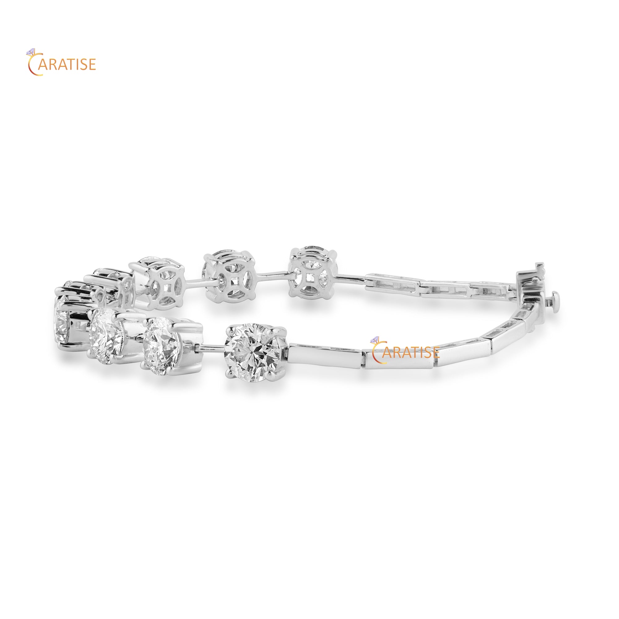9.00 TDW Round Cut Diamond Charm Bracelet 925 Silver