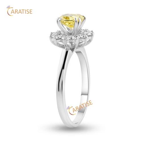 1.41 TDW F.Y. Cushion & Round Cut  Moissanite Diamond Halo Ring 925 Silver