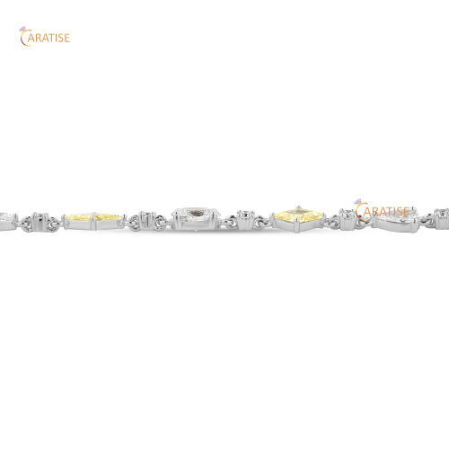 3.95 TDW Rose Cut,Round And Oval Cut Diamond Bracelet 925 Silver