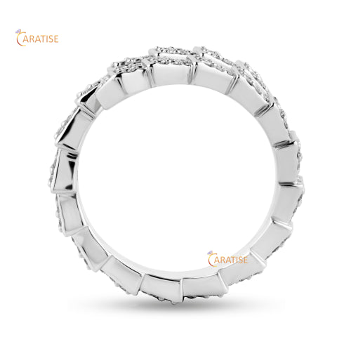 0.72 TDW Round Cut Moissanite Diamond Eternity Band Ring 925 Silver