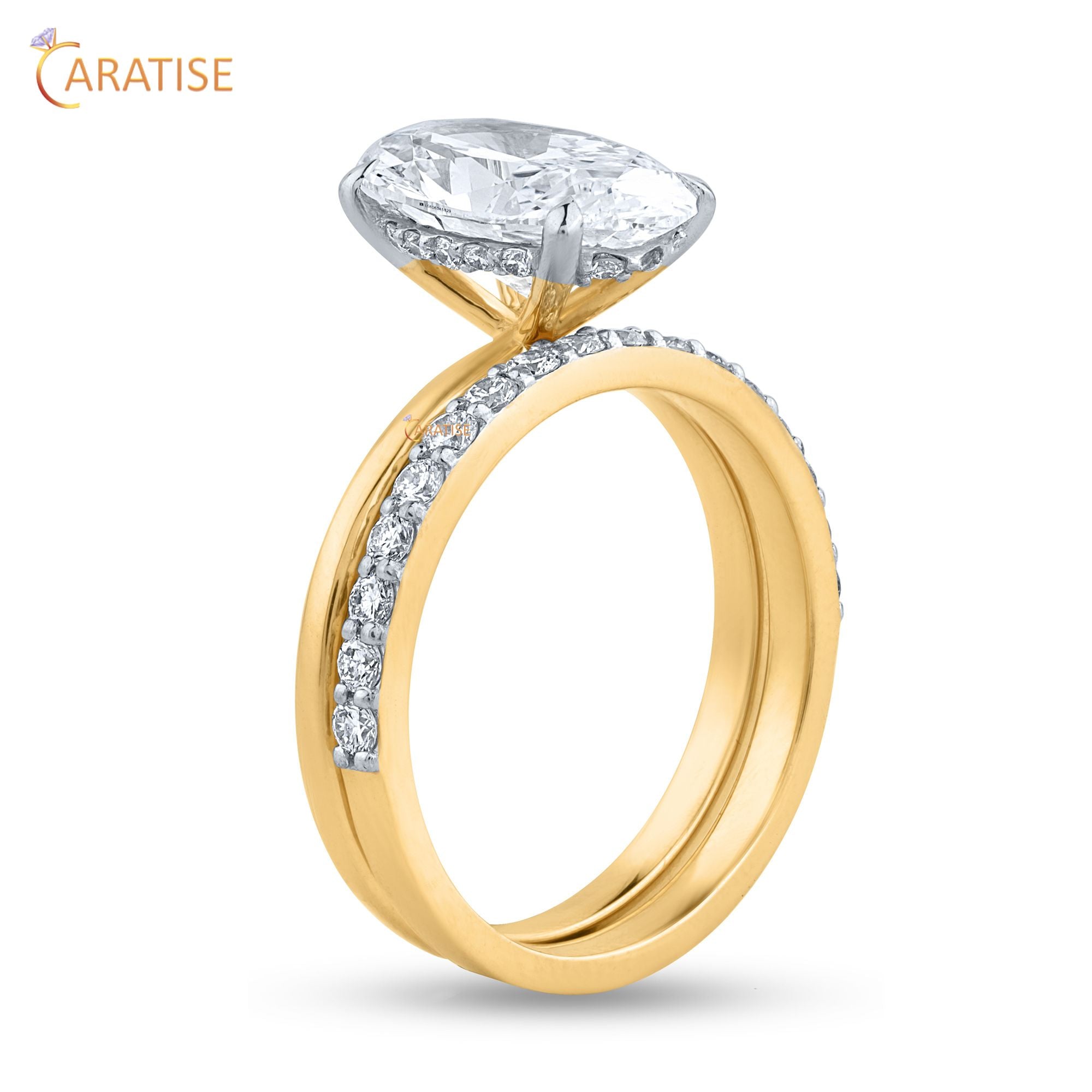 2.48 TDW Oval & Round Cut Moissanite Diamond Ring | 925 Silver