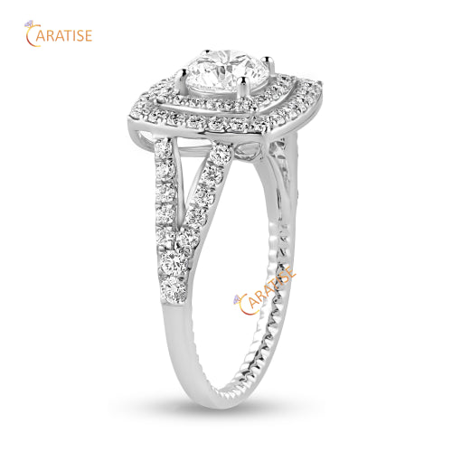 1.73 TDW Round Cut Diamond Engagement Ring 925 Silver