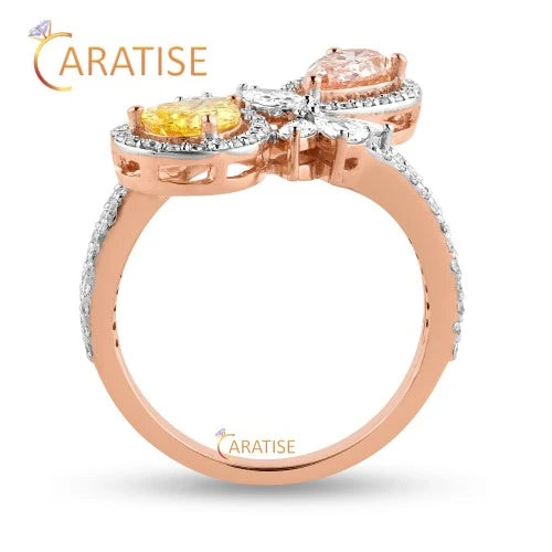 1.68 TDW F.P. & F.Y. Pear, Marquise, Round Cut Diamond Engagement Ring 925 Silver