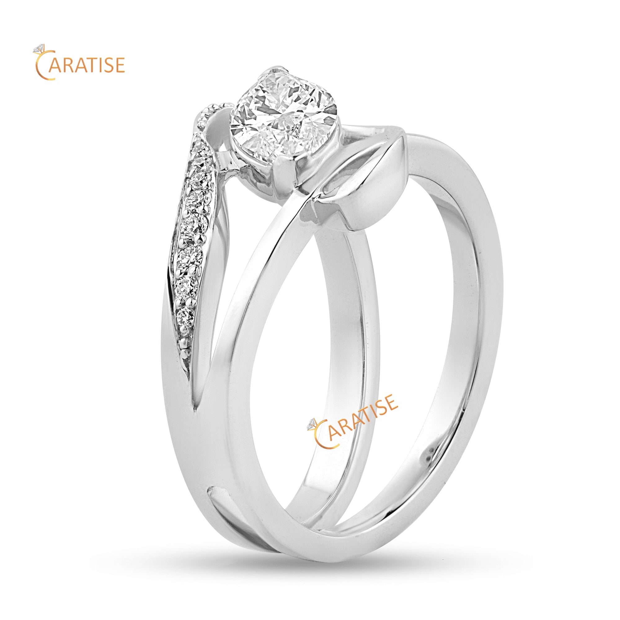 0.93 TDW Marquies & Round Cut Diamond Engagement Ring 925 Silver