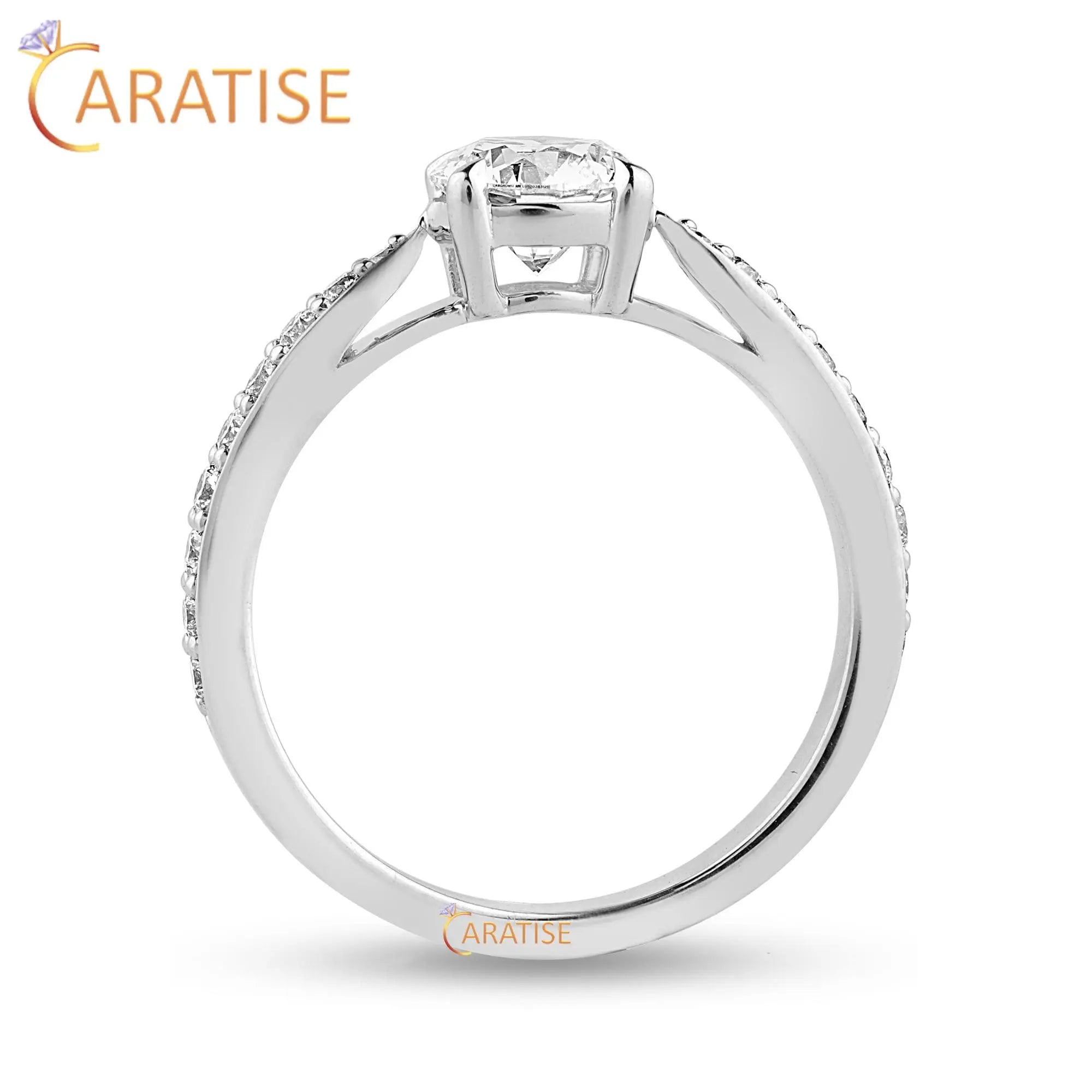 0.92 TDW Round Cut Diamond Engagement Ring 925 Silver