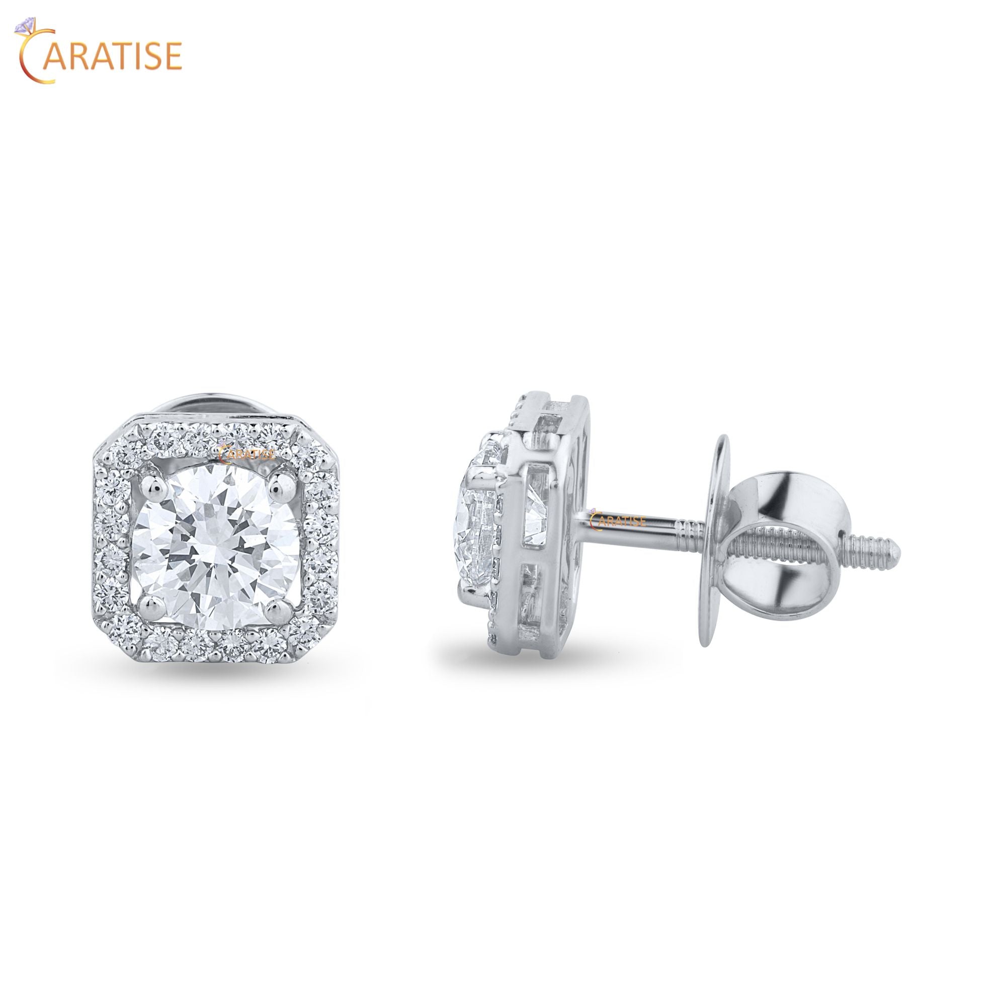 1.28 TDW Round Cut Moissanite Diamond Earring 925 Silver