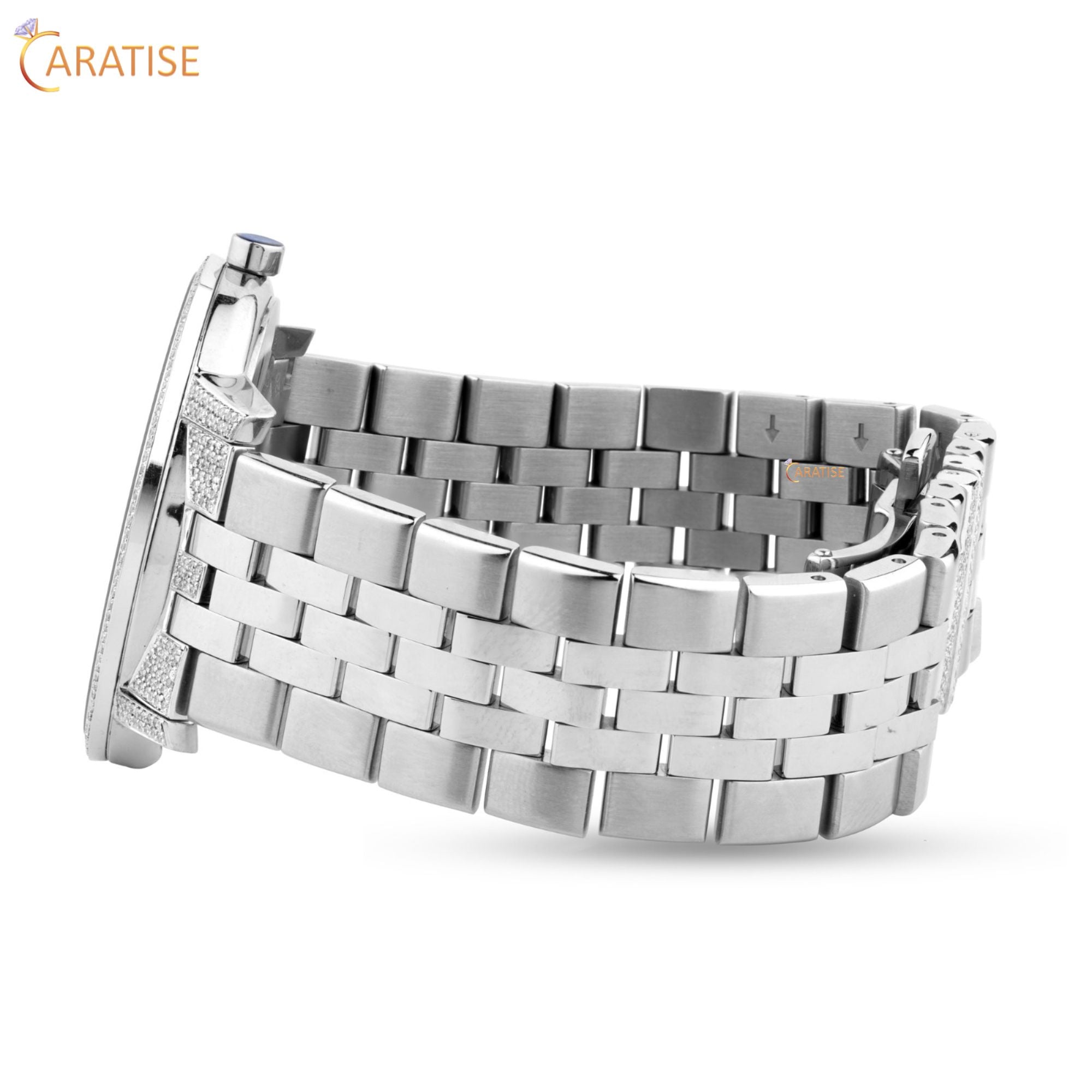 2.05 TDW Round Cut Moissanite Diamond Watch Stainless Steel