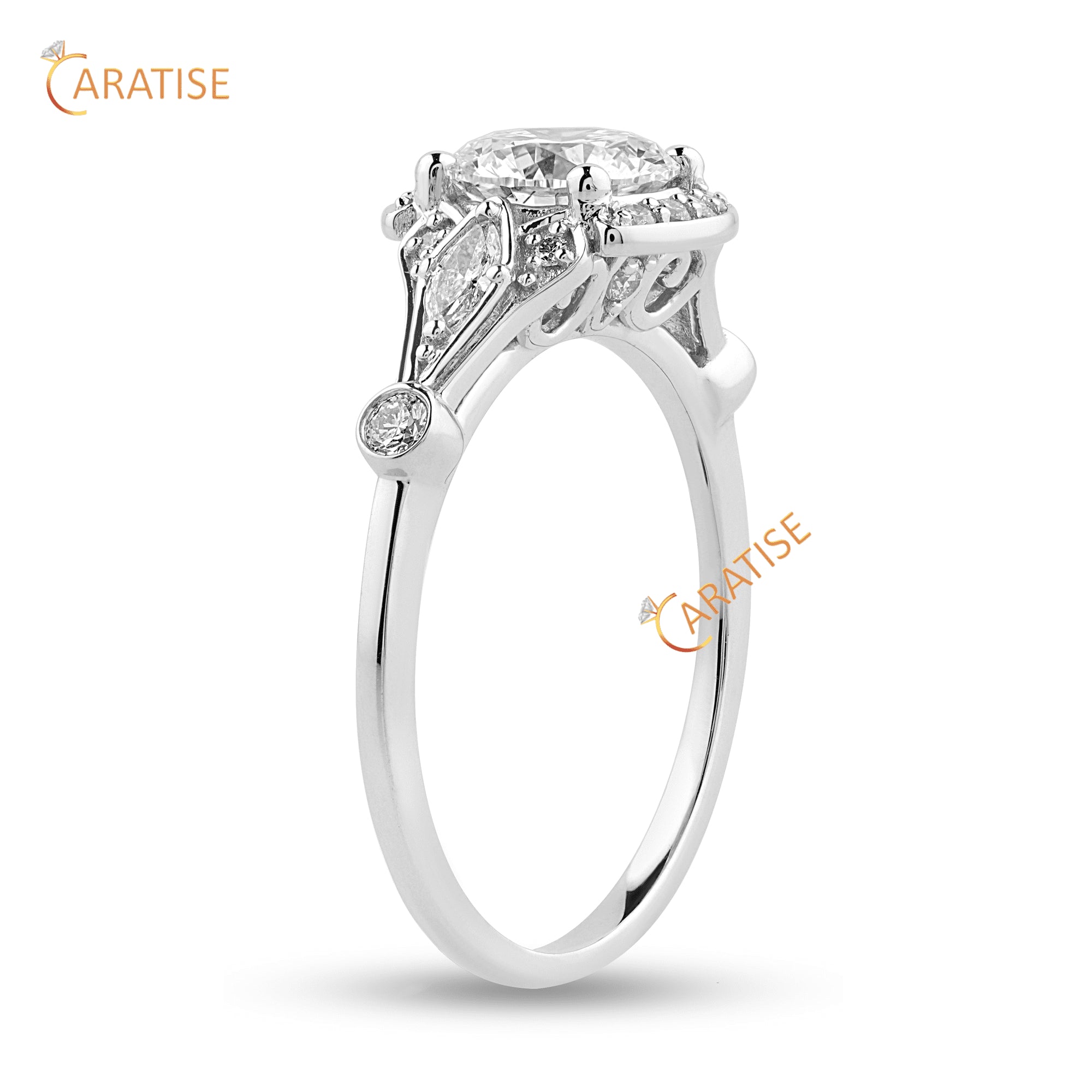 1.64 TDW Round Cut Art Deco Diamond Engagement Ring 925 Silver