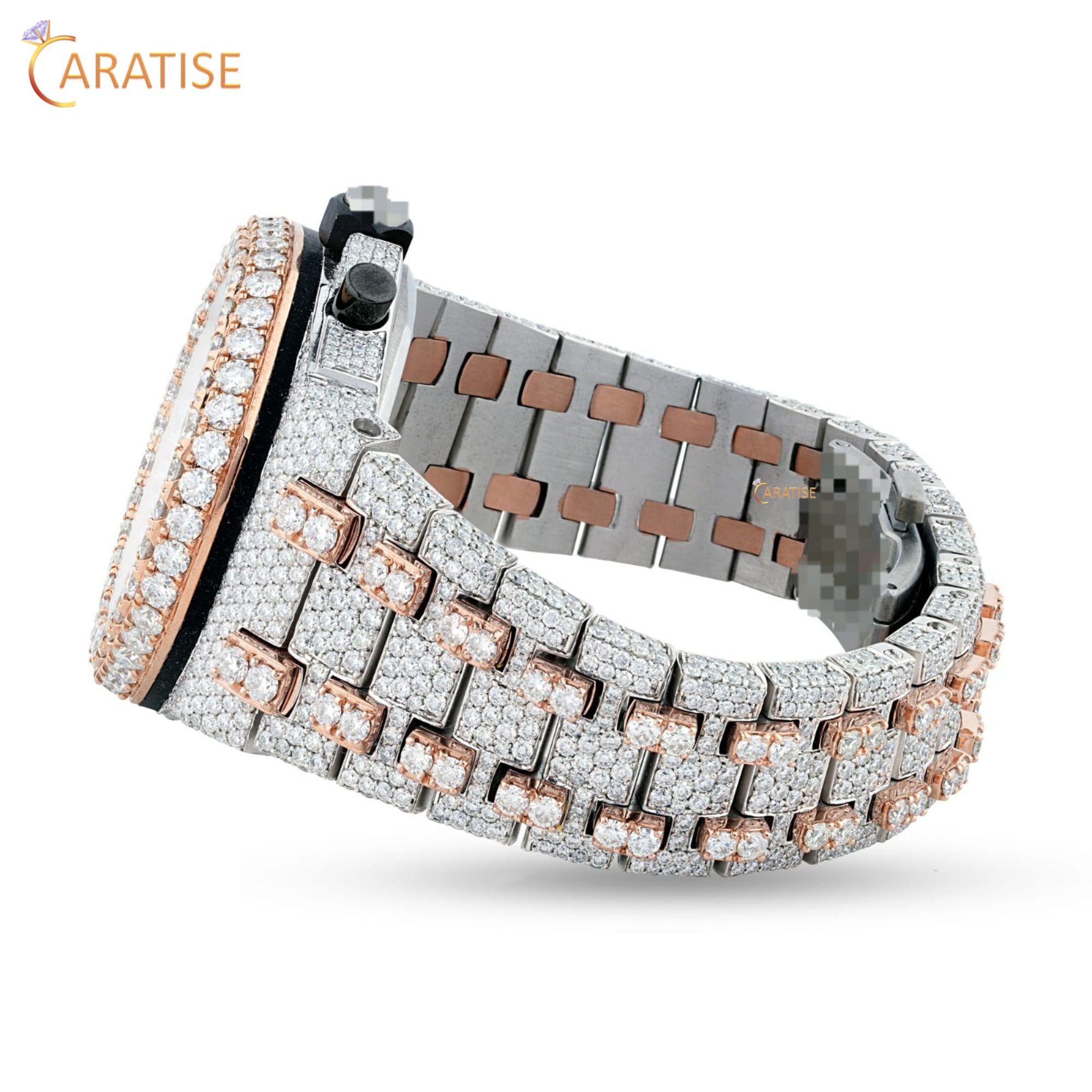 21.82 TDW Round Cut Moissanite Diamond Watch Stainless Steel