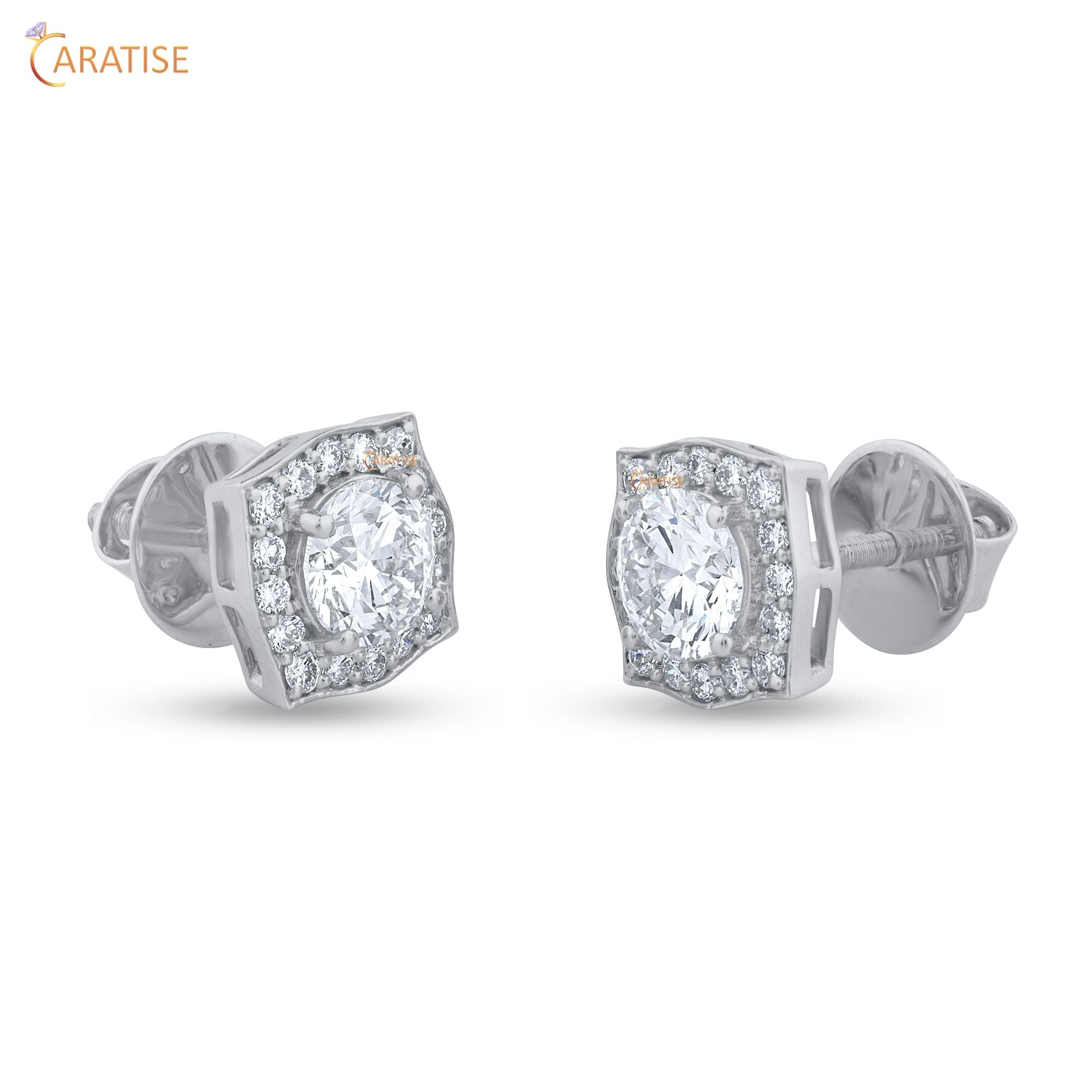 1.50 TDW Round Cut Diamond Stud 925 Silver