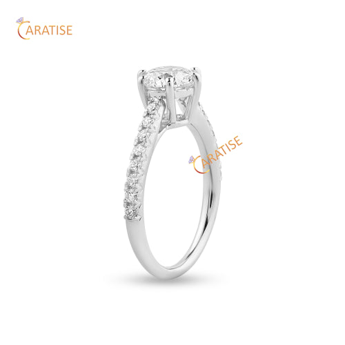 1.19 TDW Round Cut Moissanite Diamond Engagement Ring 925 Silver