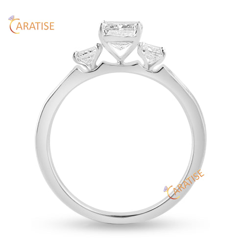 1.50 TDW Radiant, Princess & Baguette Cut Moissanite Diamond Engagement Ring 925 Silver