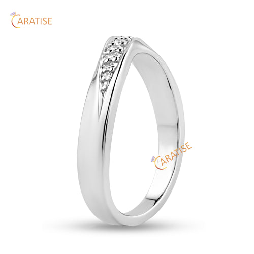 0.10 TDW Round Cut Moissanite Diamond Band Ring 925 Silver