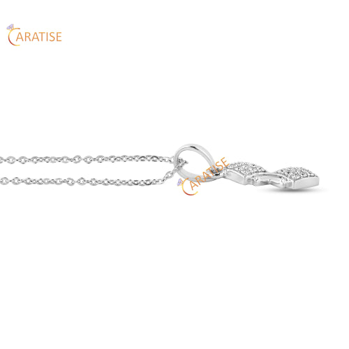 0.234 TDW Round Cut Diamond Custom Pendant With Chain 925 Silver