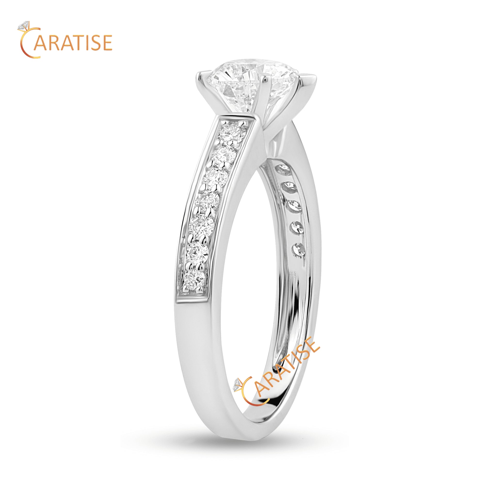 1.568 TDW Heart & Round Cut Moissanite Diamond Engagement Ring 925 Silver